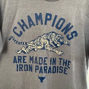 Under Armour Gray Tee with Blue Graphic